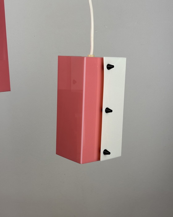 Image 1 of Lampada a sospensione Space Age, Acrilico, Anni '60, Metà secolo, Lampada vintage, Rosa-bianco, Germania, Anni '50, Pop Art, Min