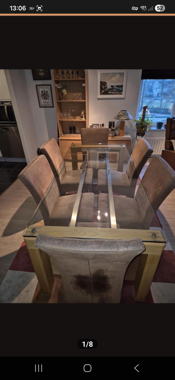 Image 1 of Esstisch mit 6 Lederstühlen