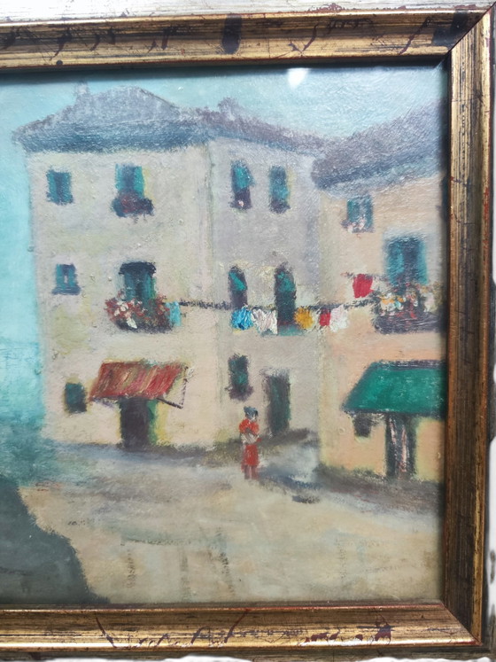Primitives italienisches Ölgemälde auf Leinwand – Gemälde & Zeichnungen, Wood, Canvas (photo 4 of 5)