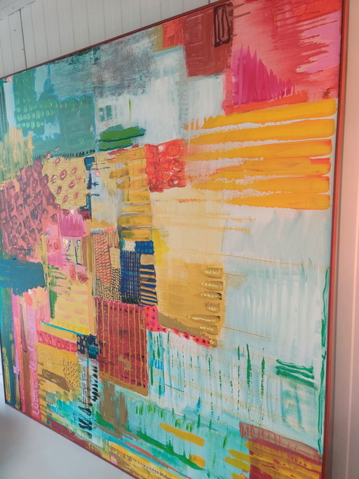 Pintura abstracta con pintura acrílica.