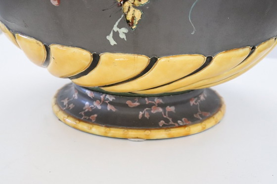 Image 1 of Vaas van keramiek met bloemendecor, Italië, jaren 1980