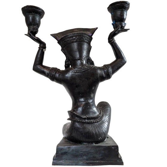Bronzen Yakshi Tempeldanseres Kandelaar – Kandelaars en kaarsen (photo 5 of 10)