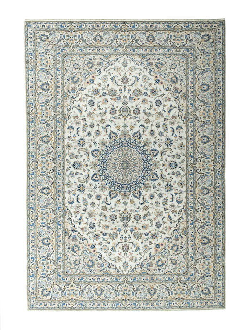 Tappeto orientale in sughero Kashan annodato a mano – 354 x 241 cm – Fine ed elegante – Pelo in lana di sughero