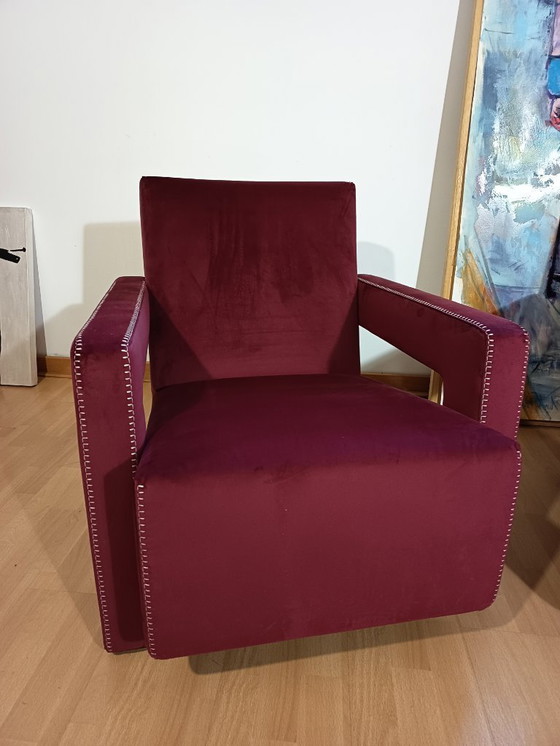 Image 1 of CASSINA 2X Poltrone 637 UTRECHT  (NUOVE MAI USATE) in Velluto 13L Ortigia/Plum con Cuciture in filo Naturale a punta Cavallo