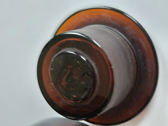 Grote Vintage Retro Medicijnpot Bruin Rookglas Jaren '40-'50 – Bonusan, Decoratieve objecten (photo 9 of 12)
