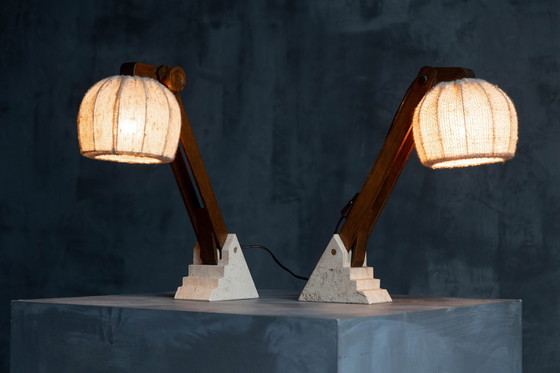 Image 1 of Mid Century Brutalistische tafellampen, Frankrijk, 1960