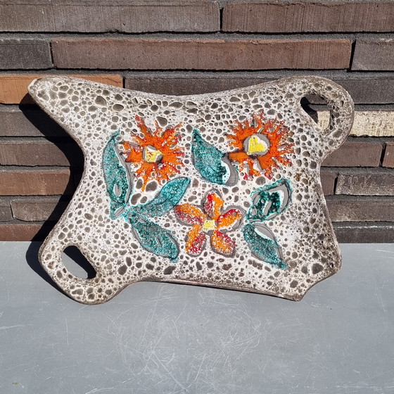 Image 1 of mid century Fat Lava flowers fruitschaal Vallauris France 