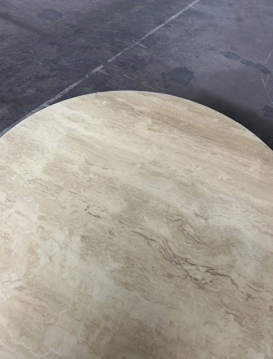 Image 1 of Vintage Poltrona Frau travertine round dining table