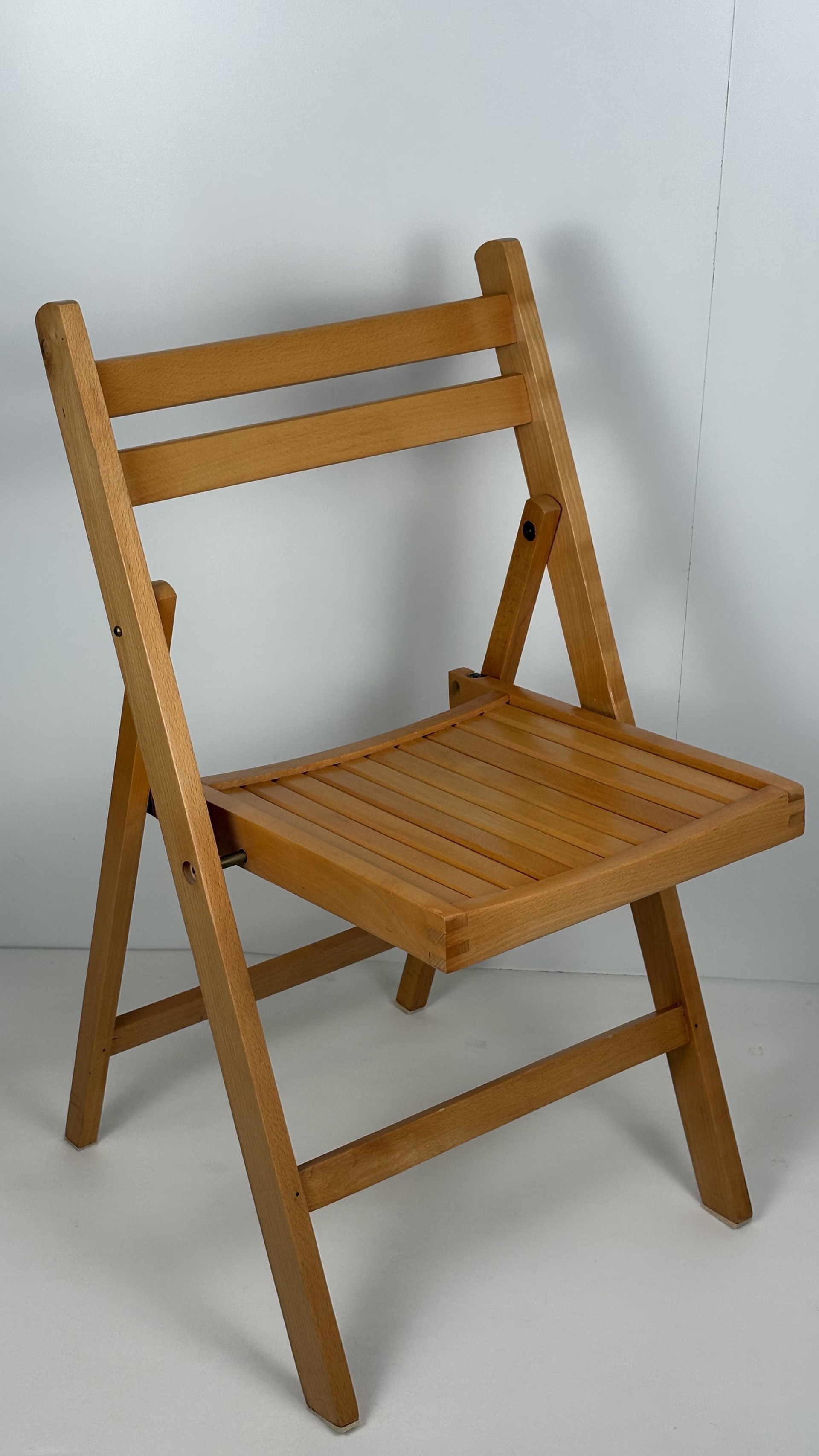 Vintage Japandi bistro folding chair wood 70s slatted seat | €89