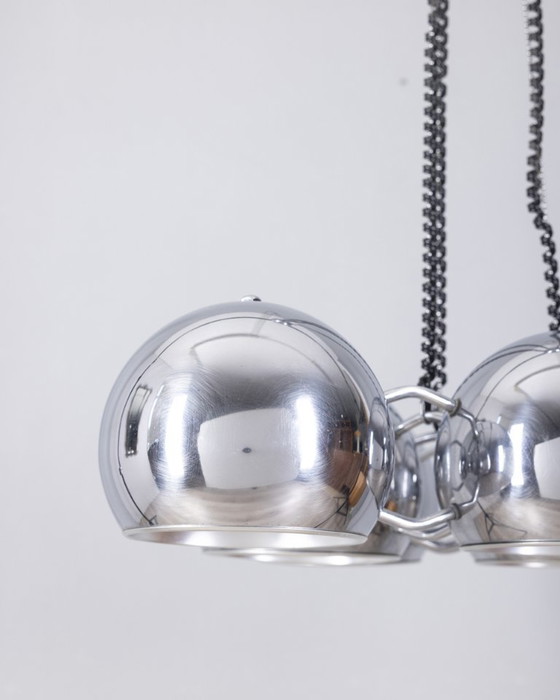 Image 1 of Lustre vintage des années 70 en métal chromé design Goffredo Reggiani