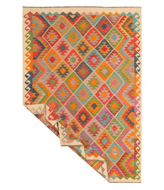 Image 1 of 304x206cm Handwoven Traditional Kelim Rug Wool Carpet