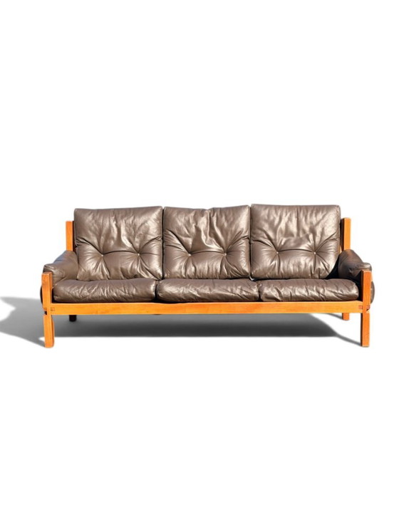 Auténtico conjunto de salón Pierre Chapo: sofá S32 y sillón S15 - Olmo y cuero (años 60) – Zona de estar (photo 2 of 23)