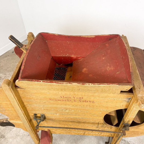 Alois Vogl wooden agricultural machine, red and natural, Decorative Objects, Metal, Vintage (photo 5 of 10)