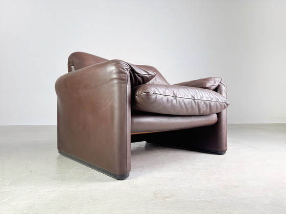 Image 1 of 2X Cassina Maralunga Armchair Leather Brown Vico Magistretti