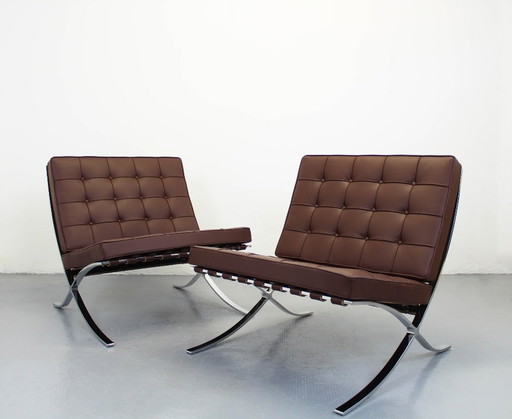 Barcelona Knoll Brown Tobacco Leather Mies Van Der Rohe Knoll Seats
