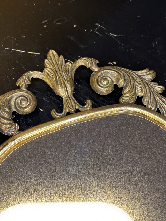 Image 1 of Vintage Italiaanse spiegel jaren 50 – messing – patina – Made in Italy