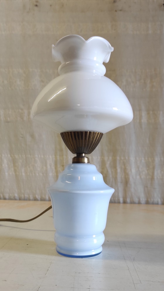 Image 1 of Opaline glass table lamp - 1950s/60s