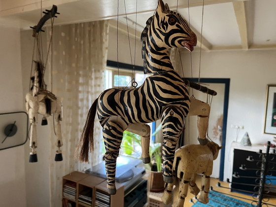 Image 1 of Collection of wooden animal marionettes