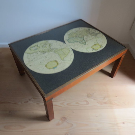 Image 1 of 1970er Maison Jansen Campaign Style Couchtisch Weltkarte