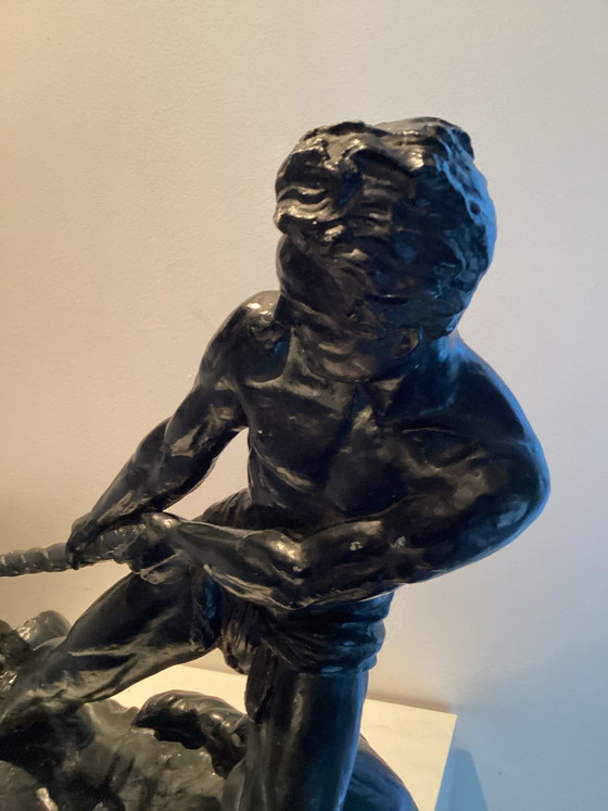 Monumental Art Deco Sculpture “Le Pecheur” Designed by Ugo Cipriani in the 1920s/30s, Metal, Black (photo 7 of 13)