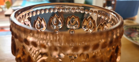 Pressed Glass Vase In Rosalin, Design Rudolf Jurnikl 1960s For Glassworks Rudolfova Huť / Sklo Union (Model (photo 5 of 13)
