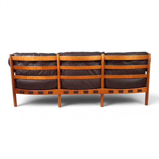 Woonkamerset Coja van Sven Ellekaer – 3-zitsbank en 2 fauteuils in bruin leer, 1960 – Wood, Leather (photo 14 of 20)