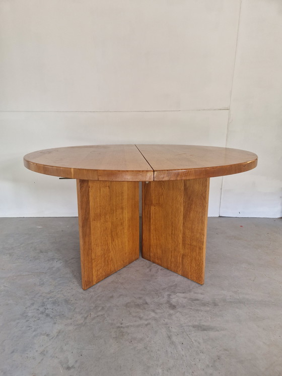 Image 1 of Table de salle à manger vintage en bois avec plateau massif