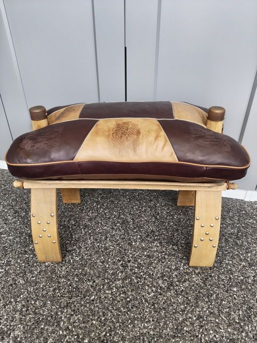 Vintage Kamelhocker – krukjes, Leather, Metal