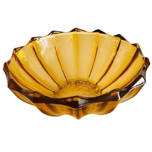 Antike Art-Deco-Schale aus bernsteinfarbenem Glas, Scailmont, 1930er Jahre – tafelaccessoires