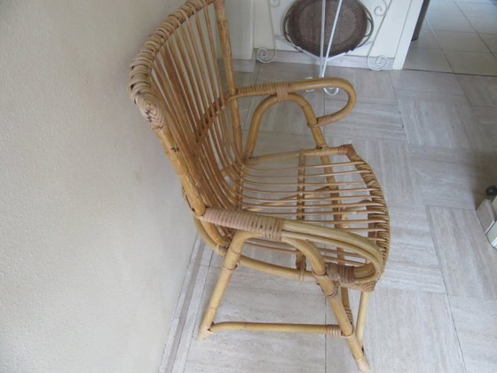 Image 1 of fauteuil moderne du milieu du siècle en rotin et bambou