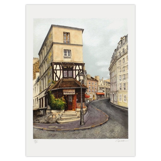 Georges CARAMADRE Rue Lepic Signierte Lithografie 1985