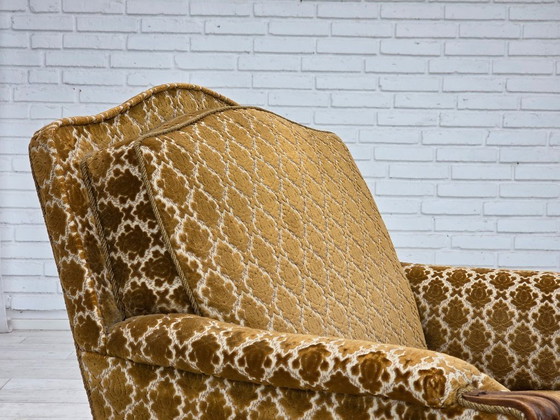 Image 1 of 1950s Danish Relax Chair, Furniture Velour, Carved Ash Wood