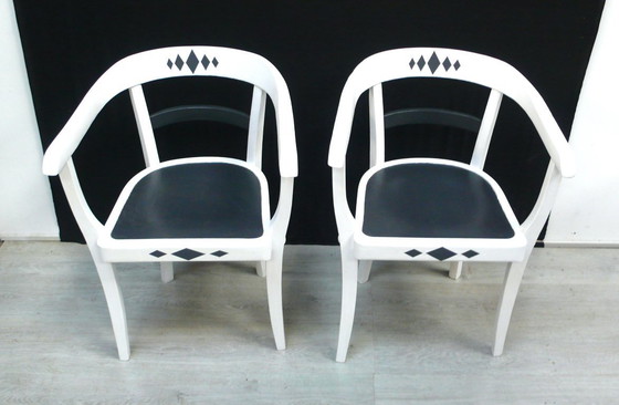 Image 1 of 2 armchairs German Bauhaus era Gropius style, white + night gray 1920s