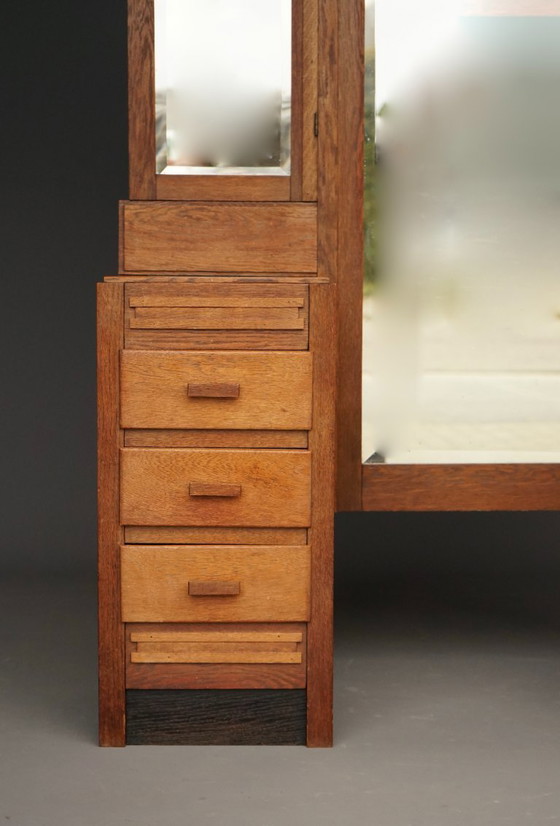 Image 1 of Haagse School Art Deco Dressing Table in oak. 1930s