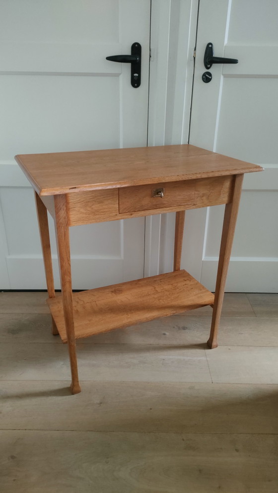 Image 1 of Antieke sidetable art deco tafel vintage tafeltje eiken