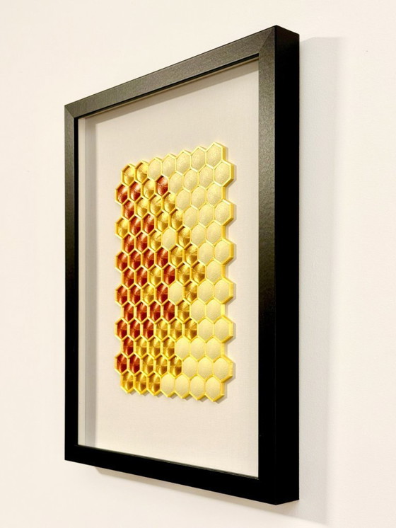 Image 1 of 3D Printed Honeycomb Wall Art, Modern Geometric Framed Decor