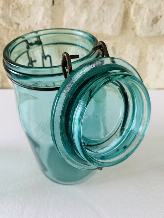 Image 1 of Pots en verre turquoise de Solidex, 1940s, ensemble de deux.