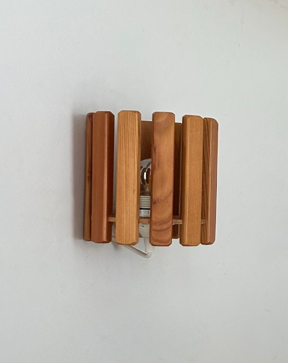 Image 1 of Vintage pine wall lamp, Sweden 1970