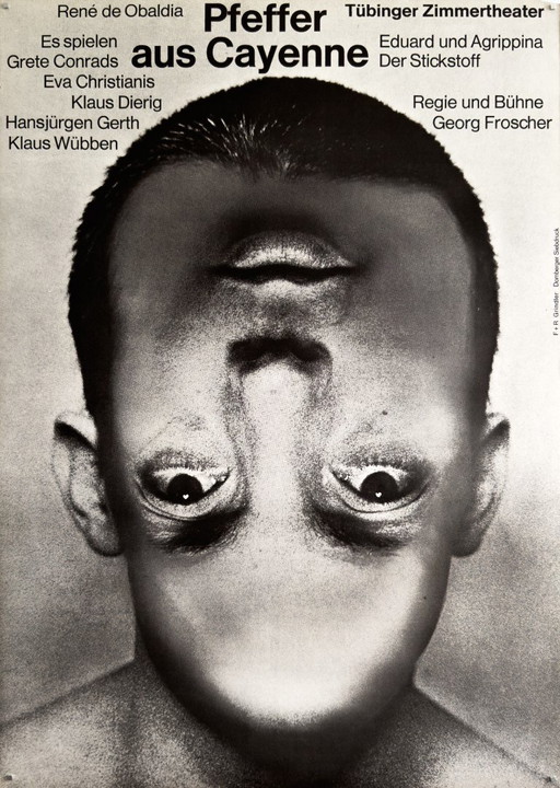 🔥 Pfeffer aus Cayenne – vers 1968 – Affiche originale A1 de F+R Grindler | Sérigraphie | 84 × 59 cm | Allemagne