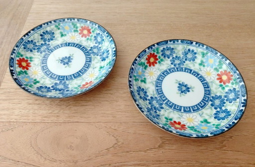 Ensemble de 2 soucoupes vintage en porcelaine Arita Imari japonaise – decoratieve objecten