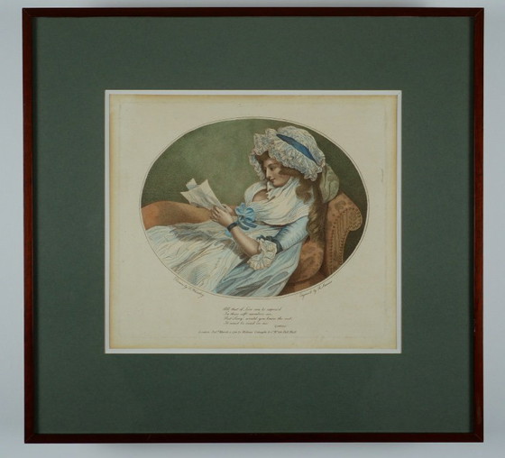 Image 1 of Woman Reading - Antique framed engraving by R. Stanier after Francis Wheatley