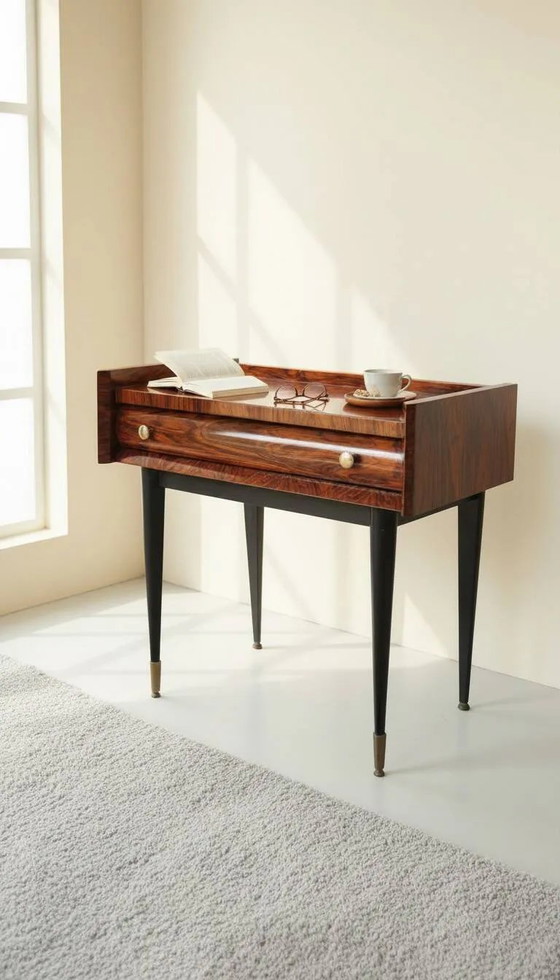 Comodino in palissandro anni '60 – Comodini, Wood, Brass, Art Deco (photo 2 of 14)