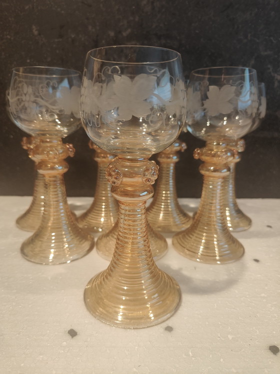 8 Copas de vino Fritz Heckert Hock, cristalería elegante, copa de vino alemana – Fritz Heckert Roemers (photo 10 of 10)