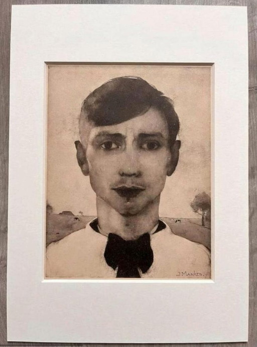 Jan Mankes 1889-1920 / Autoportrait original en héliogravure 1923
