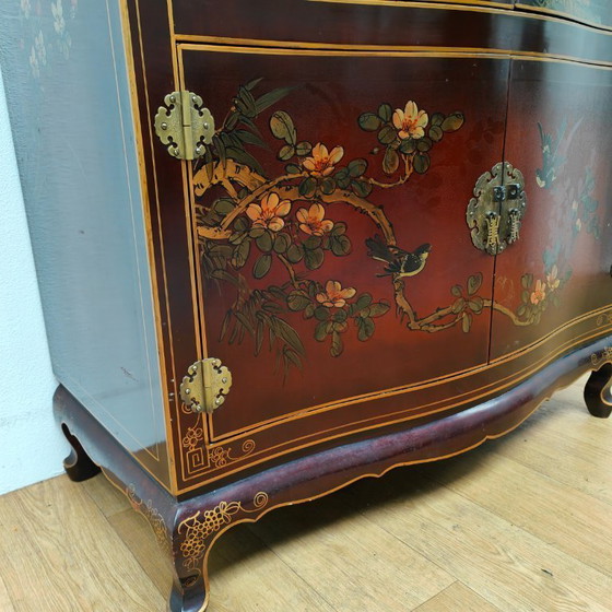 Image 1 of Vintage Chinese bridal cabinet sideboard Chinoiserie cabinet