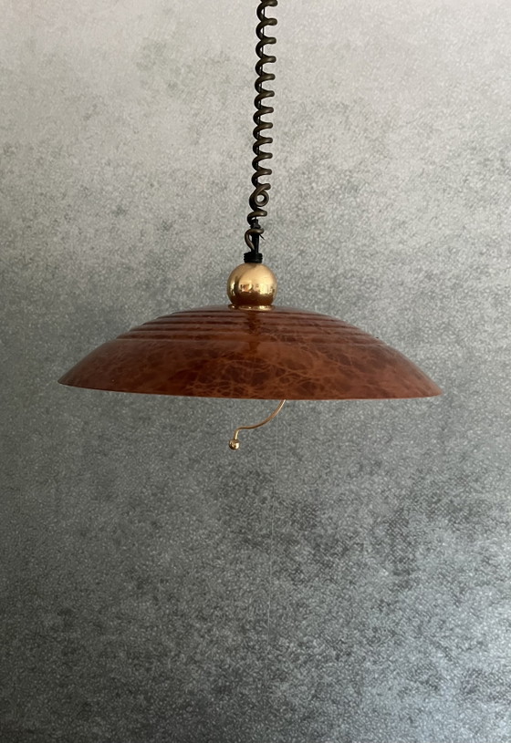 Lampada a sospensione regolabile vintage Happylight – metallo marmorizzato – anni '80 – Lampade a sospensione (photo 2 of 7)