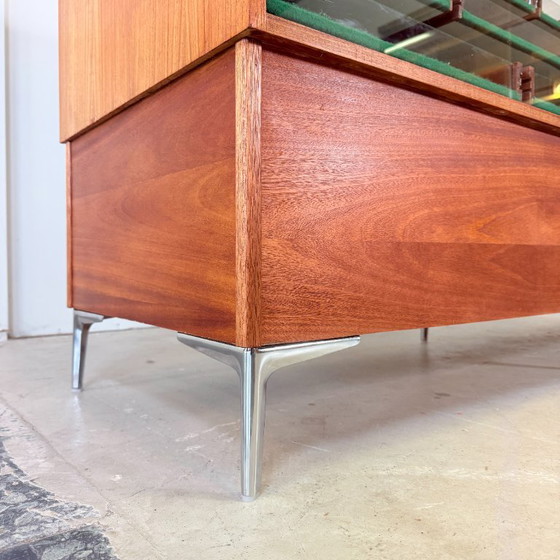 Comptoir Vitrine Mid-Century – Acajou, Chrome & Verre Trempé – Allemagne Env. 1960 – Glass, Wood, Vintage (photo 7 of 15)