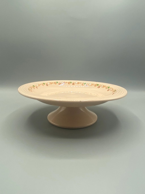 Antieke Longwy Betty Model Compoteschaal – Roze Art Deco Faience – Circa 1925