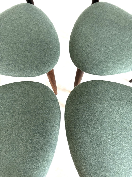 4x Restored ‘Roundette’ Dining chairs, Frem Rølje ‘60 – Wood, Wool (photo 8 of 15)
