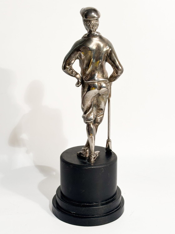 1970s Silver-plated Metal Golfer Sculpture (photo 6 of 8)